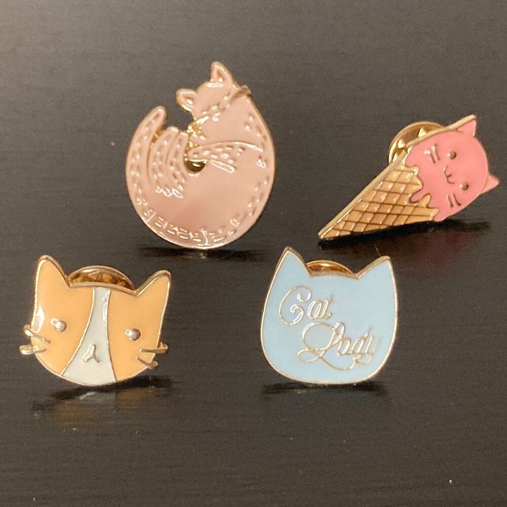 Darice Happy Jackets Cat Theme Enamel Pins - Set of 4 Multicolor Cat Pins